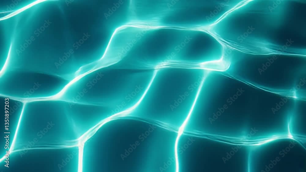 Poster an abstract representation of shimmering water surface, capturing light reflections and fluid textur