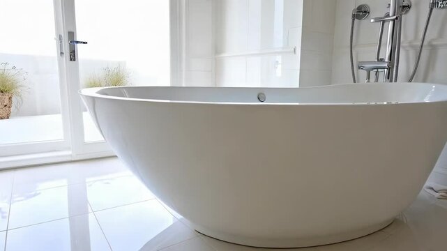 Modern White Bathroom With Bathtub