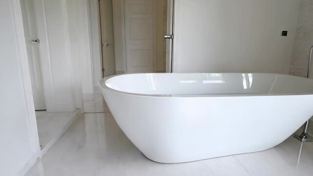 Modern White Bathroom With Bathtub