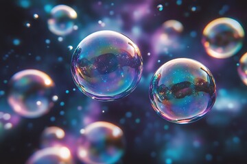 Naklejka premium Cosmic Bubbles: A Galaxy of Colors
