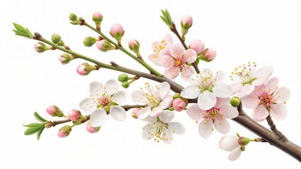 Obraz premium Orange tree blossoms and buds, isolated on white. Fragrant floral arrangement. (Flower)