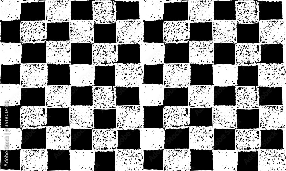 Poster gingham seamless pattern. patern with jagged squares drawn with white charcoal on a black board. mod