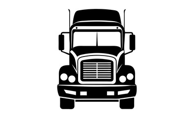 Semi truck silhouette, 18-wheeler front view vector