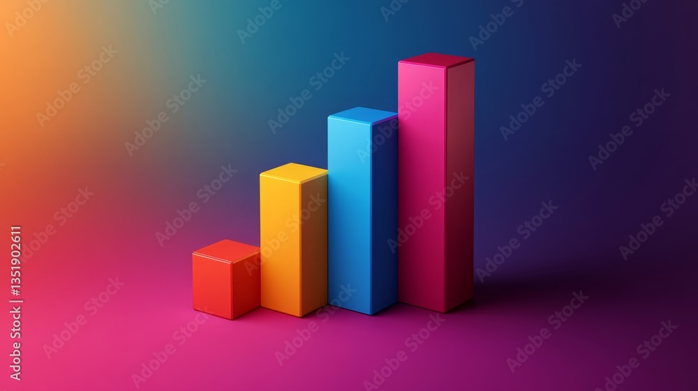 Aufkleber d bar graph with four columns in different colors, simple, professional, and easy to read.