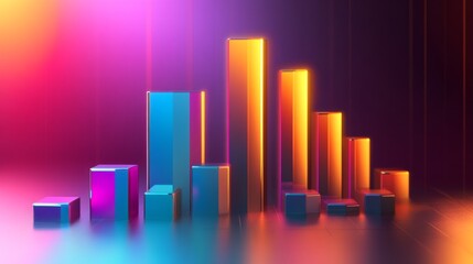 Gradient-colored D bar chart with smooth lighting effects, modern and polished.