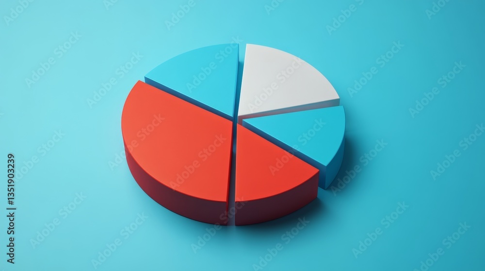 Poster minimalist d pie chart with thin white separators between slices, improving contrast.