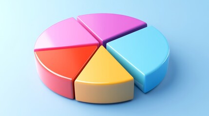Obraz premium Professional D pie chart with smooth, rounded edges, giving a modern touch.