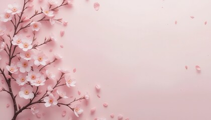Fototapeta premium Blooming cherry blossoms nature digital art soft pink aesthetic view serenity