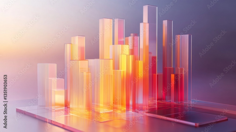 Poster stylized d bar graph with slight transparency, giving a high-tech look.