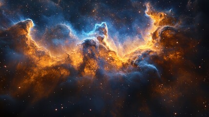 An artistic celestial nebula displaying vibrant cosmic hues of color