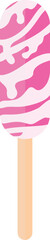 Illustration of a Pink Ice Cream Stick WIth Melted Sauce