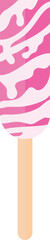 Illustration of a Pink Ice Cream Stick WIth Melted Sauce