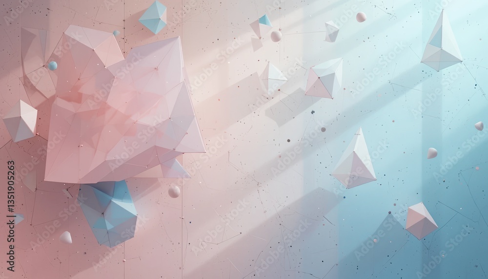 Poster dynamic abstract shapes breaking through a minimalist background digital art modern design calm envi