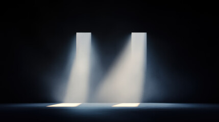 Two Spotlights in a Dark Room