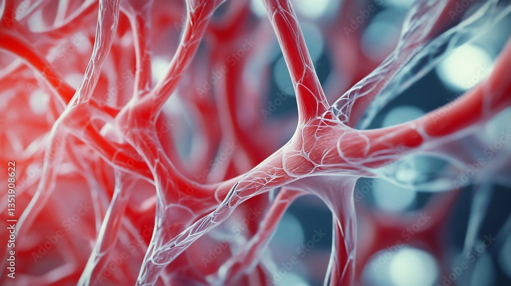 Poster intricate network of red structures with delicate white vein-like textures