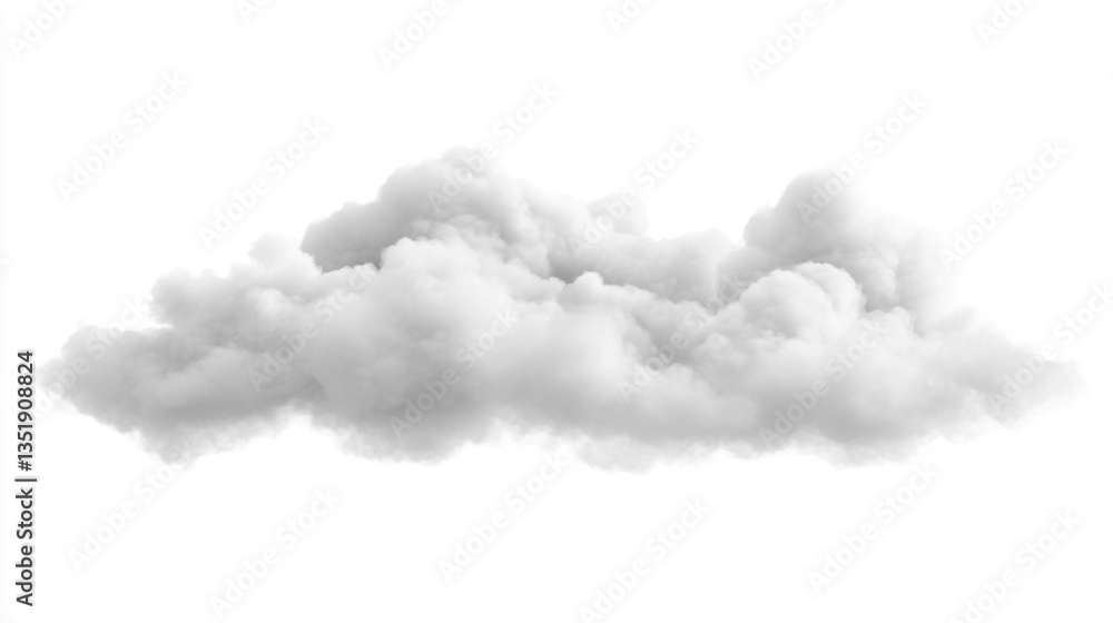Aufkleber isolated fluffy white cloud formation against a clear background in a studio setting for compositing