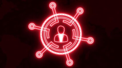 Neon Networking topology animation.Neon line icon animation on transparent background, Glow red color looping networking red color concept. Animation of scanner over network of people icons - Powered by Adobe