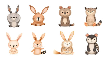  “Watercolor Animals for Children's Design": Images of cute watercolor-style animals (e.g., bunnies, bears, owls) that can be used in children's clothing, toys, or books.