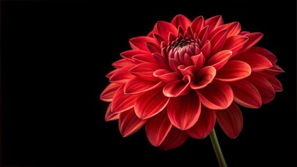 Red dahlia flower isolated on black background with. (Flower)