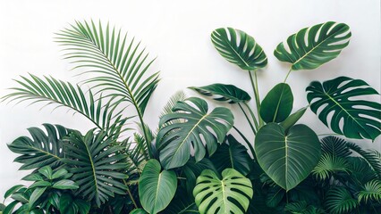 Tropical leaves foliage plants in a nature backdrop, isolated on white. (Flower)