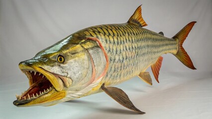 Naklejka premium Goliath Tiger Fish in full view on studio background