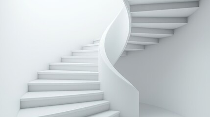 Time warp future parallel. A modern spiral staircase in a minimalist design, featuring clean lines and a white color palette, creating a sense of elegance and space.