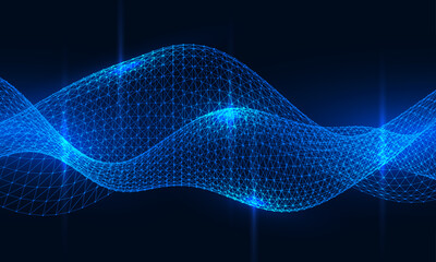 Cyber Big Data Flow Particles Bokeh. Digital Neural Network. Concept of AI Artificial Intelligence Technology Machine Deep Learning. Digital Communication. Science Technology Presentation Vector.