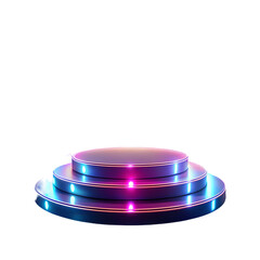 Neon Stage Podium 3D Render isolated on transparent background