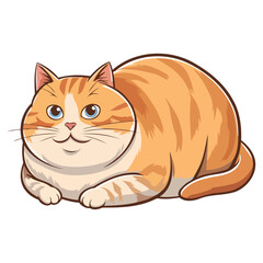Cartoon Illustration of a Happy, Chubby Orange Tabby Cat/A cheerful, cartoon depiction of a plump orange tabby cat.