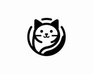 Cartoon Cat Vector Icon Logo Design Illustration for Businesses, Children’s Products, and T-shirts