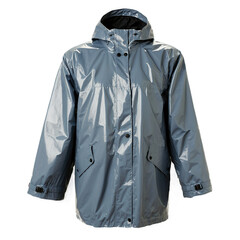 Gray hooded raincoat