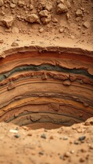 Exposed earth strata in a clay pit showing various soil layers and textures, nature, color, nature