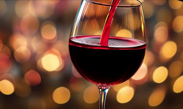 the wine is poured into a glass