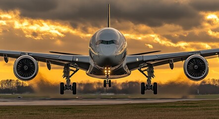 Majestic Airbus A350 Landing at Sunset