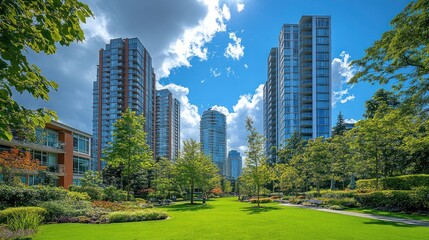 Urban Oasis: Skyscrapers and Lush Greenery
