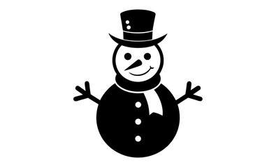 Christmas snowman silhouette, winter holiday vector illustration