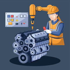 vector icons for robots, artificial intelligence, and the assistance provide in work and security 
