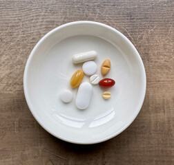 Mixed medications symbolize sugar regulation and diabetic care. Sugar levels need daily support,...
