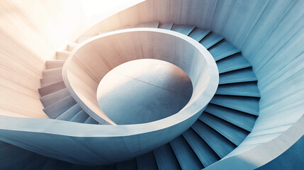 Fototapeta premium Overhead Spiral Staircase Mimicking a Misaligned Spine