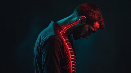 Man with Forward Head Posture Against Dark Background