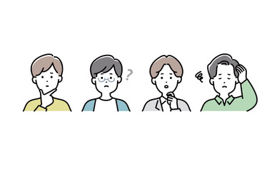 悩んでいる男性のベクターイラストセット