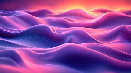 Fototapeta premium Sunset over vibrant, abstract landscape, digital art, website banner