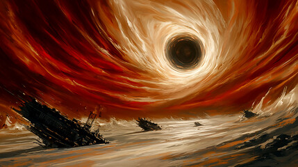 Cosmic Vortex Over Desolate Landscape