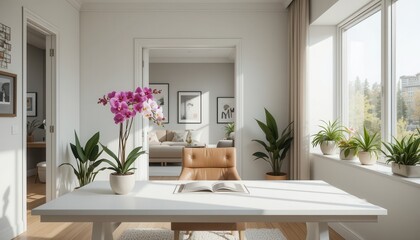 Home office interior modern design living space relaxed atmosphere bright and cozy