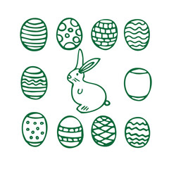 Vector collection easter: bunny, easter eggs