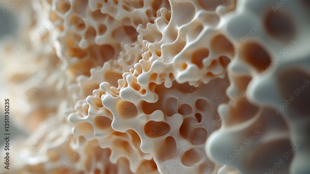 Poster abstract porous structure with organic shapes and delicate color variations creating a unique and te