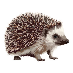 Cute Cartoon Hedgehog Illustration Against White Background/A stylized, cartoon-like illustration of a hedgehog.