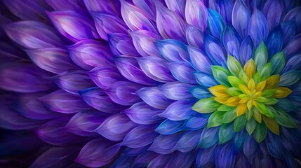 Fototapeta premium Vibrant, multicolored petals spiral inward, creating a mesmerizing floral design. Intricate details and color gradients are striking