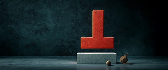 Red Letter L on Marble Pedestal