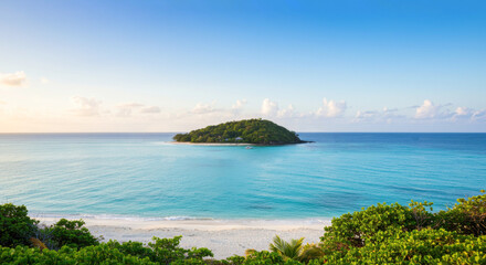 Obraz premium Small tropical island in a calm blue ocean